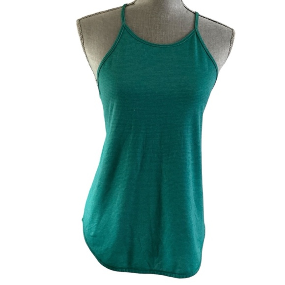 Lululemon tank top size 6 green striped racerback yoga athletic top - Picture 1 of 5